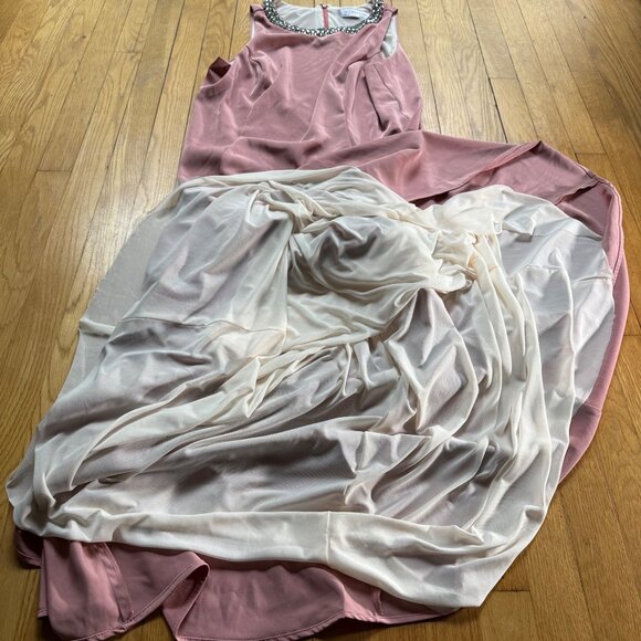 Ieena For Mac Duggal Embellished Neck Trumpet Rose Pink  Dress Gown Sz 12 - Picture 8 of 16